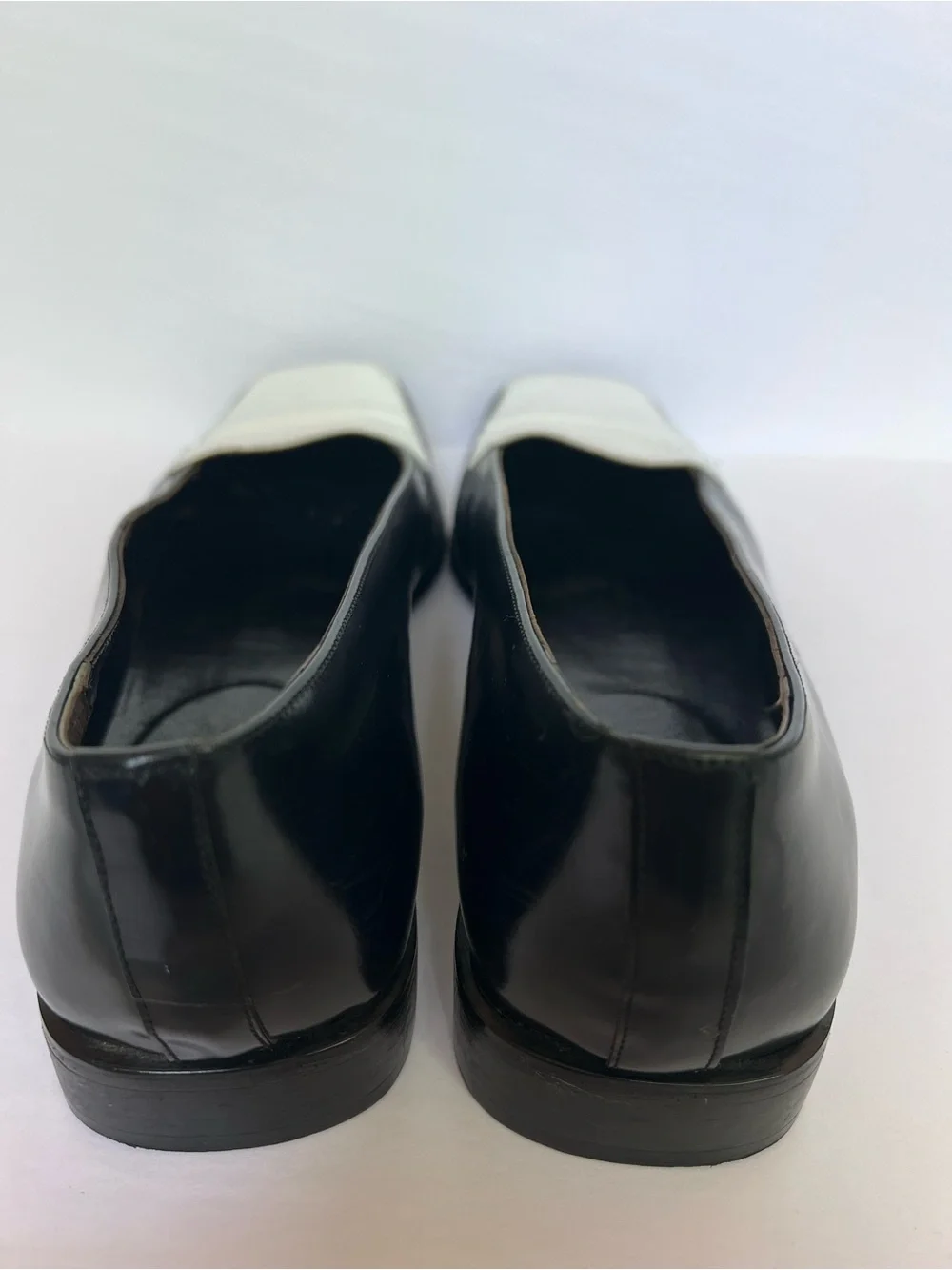 Calvin Klein Collection Black and White Square-Toe Slip-On Loafers
